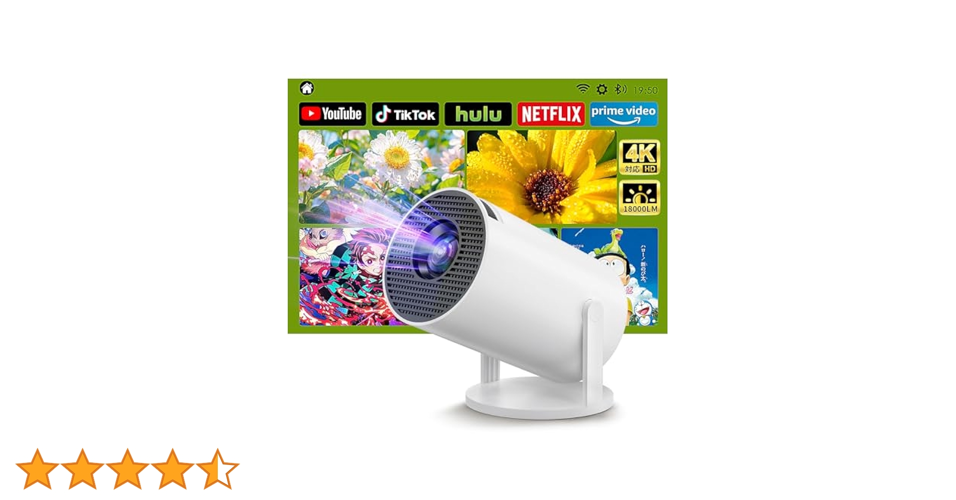 2025最新プロジェクター4K・1080P・18000ルーメン・270°ホワイト Amazon.co.jp: PliPla プロジェクター 家庭用【2025年新登場